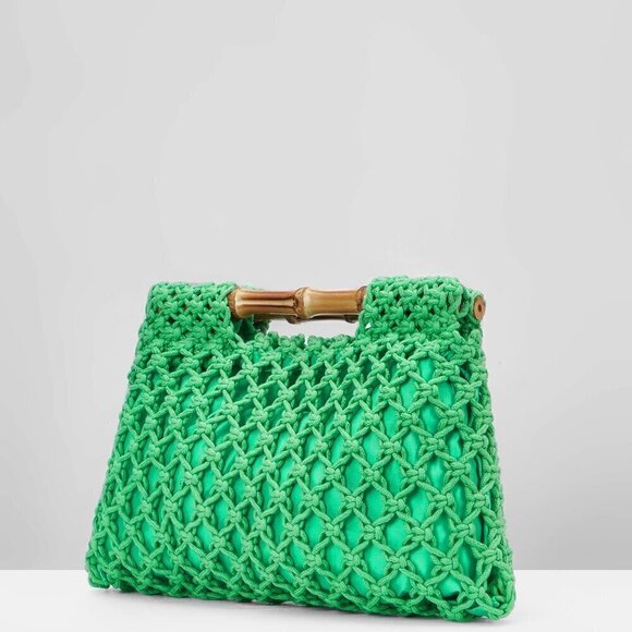Green Vacation Women's Elegant Ladies Neon Hollow Out Crochet Bag - Picture 7 of 9